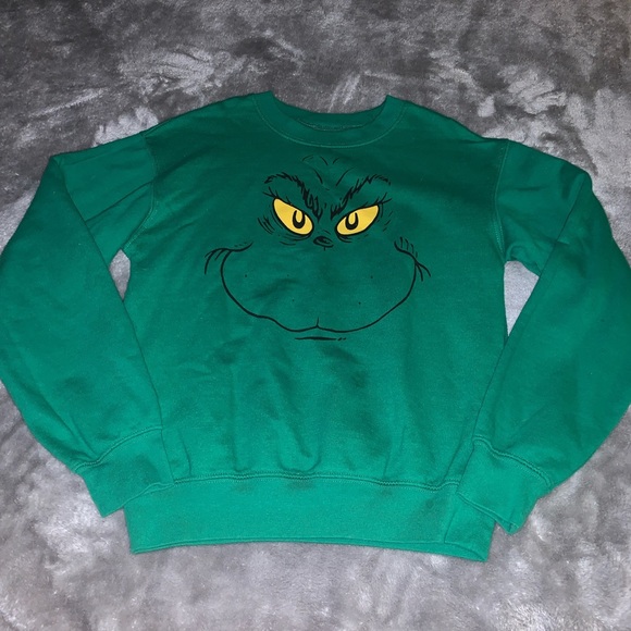 Dr. Seuss How the Grinch Stole Christmas Sweatshirt Green Juniors XS 1 - Picture 1 of 7